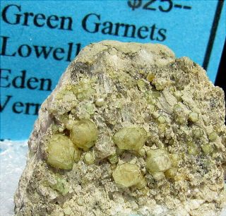 Tn Tiny Light Green Garnet Crystals From Eden Mills,  Vermont