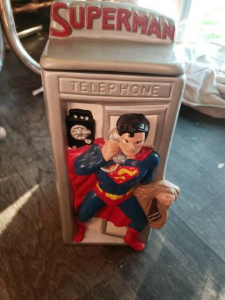 Vintage Superman In Phone Booth Cookie Jar Calif Dc Comics Rare 1978