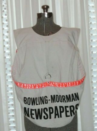 Vtg Bowling Moorman Newspapers Carrier Bag Canvas Double Saddlebag Ohio