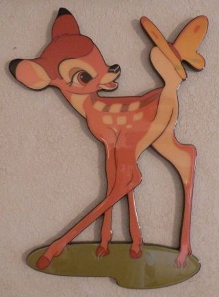 " Bambi " Wood Cut - Out Wall Hanging By The Walt Disney Co.  (24 " Tall,  17 " Wide)