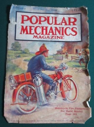 1914 Harley Davidson Indian Motorcycle Fireman Popular Mechanics Cover