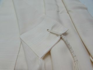 Beit Yosef Matte White - Striped Wool Tallit,  Size 50 W/rambam/yemenite Tzitzit