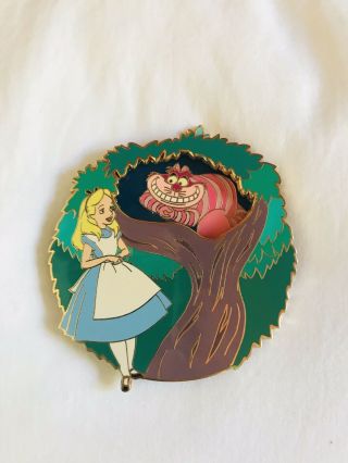 Disney Pin Jumbo Alice & Disappearing Cheshire Cat Spinner Pin Le 500