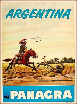 Argentina Via Panagra South America Vintage Travel Advertisement Poster Print