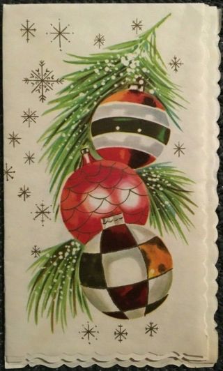 Mid Century Atomic Xmas Ornaments Vintage Mid Century Christmas Card