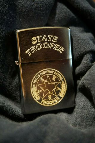 Texas State Police Trooper Art Carving,  Carved/engraved By K.  Smith Zippo