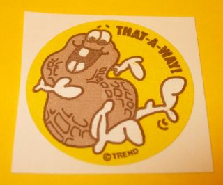 Vtg 80s Trend Scratch & Sniff Matte 1980s Sticker That - A - Way Peanut Scent Smell