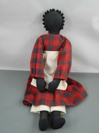 Vintage Handmade Faceless Black Americana Folk Art Cloth Doll Homespun Clothes