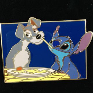 Disney (p.  I.  N.  S. ) - Stitch & Tramp Spaghetti Scene Pin