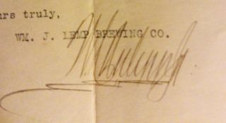 RARE Antique 1912 Wm J Lemp Brewing Co (Falstaff) LetterHead Signed By FOUNDER 3