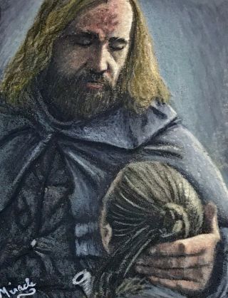 Aceo 1/1 Game Of Thrones Sandor Clegane The Hound Ayra End Scene Sketchcard