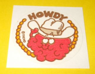 Vtg 80s Trend Scratch & Sniff Raspberry Scent Matte Stinky Sticker Howdy