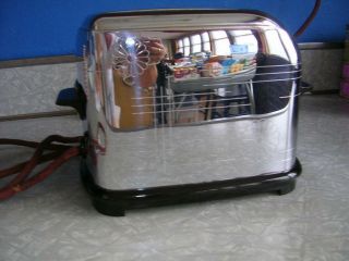 Vintage Toastmaster Model 1b6 Automatic Timer 2 Slice Daisy Chrome Toaster