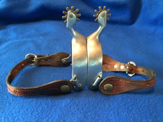 1950s Vintage Roy Robinson Stainless Steel Spurs With Straps