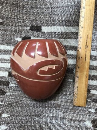 Ethel Vigil Santa Clara Pueblo Pottery Polychrome Jar.  6.  5 “ Tall By 5.  5”