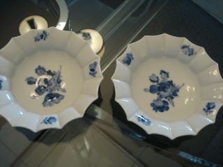 2 Royal Copenhagen Angular Blue Flower Cereal Bowls 8556