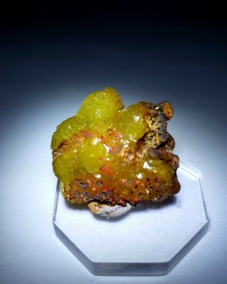 STUNNING - Fluorescent Green/Yellow Adamite crystals,  Ojuela mine Mexico 2