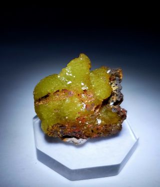 STUNNING - Fluorescent Green/Yellow Adamite crystals,  Ojuela mine Mexico 3