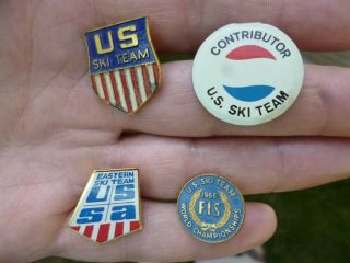 Vintage Ski Pins,  Buttons,  Decal 1960s & 70s - - Ussa Ski Team