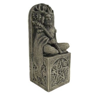 Seated Horned God Statue - Stone Finish - Dryad Designs - Wicca Cernunnos Figure