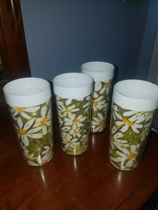 4 Vintage West Bend Thermo Serv Daisy Glasses