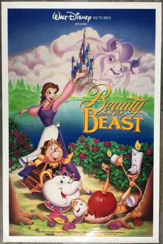 Beauty And The Beast Movie Poster Double Sided Walt Disney 27X40 Animation 1991 7