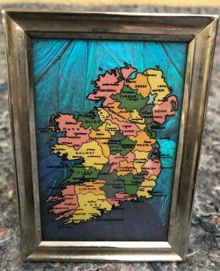 Vintage Butterfly Wing Art - Map Of Ireland - Souvenir