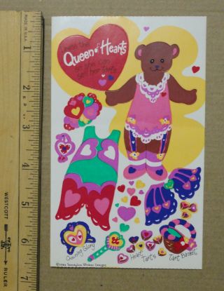 Vintage 1984 Sandylion Dress The Queen Of Hearts Bear Activity Stickers Sheet
