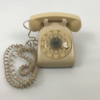 Vintage 500dm Bell System Western Electric Rotary Dial Desk Telephone Beige 2.  C4