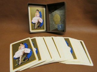 Waddington Leeds English Playing Cards Deck Barribal Pin - Up Girl Art Deco Linen