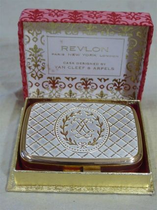 Vintage Revlon Love - Pat Cream Beige Gold Compact Makeup - Van Cleef & Arpels Case