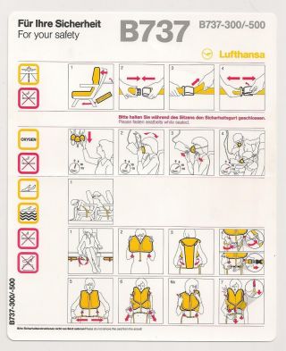 Lufthansa German Airlines Boeing B737 Safety Card 09/2011