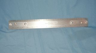Vintage Charles Bruning Co 12 " Metal Drafting Machine Ruler Scales 3/8 3/4