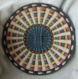 Hopi Wicker Basket Or Plaque Geometric Designs Great Colors