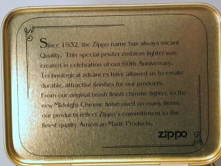 1932 - 1992 60th Anniversary Midnight Chrome Zippo lighter - 3