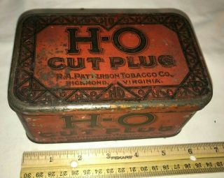 Antique H - O Cut Plug Tin Litho Tobacco Can Patterson Richmond Va Country Store