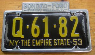 1953 Forest Hills Queens Ny Ford License Plate Frame,  York Plate