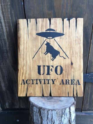 Ufo Wood Sign Rosewell X Files Area 51 Alien Abduction Painting Antique Look Art