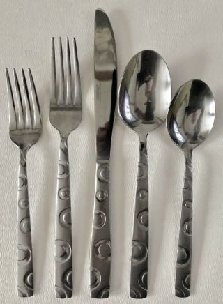 Vintage Cambridge Hemisphere Stainless Steel Flatware Fork Spoon Knife Set Of 34