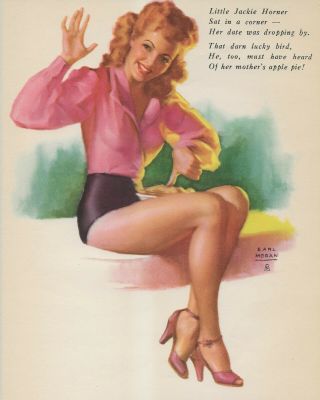 1940s Pin Up Girl Lithograph By Moran Darn Lucky Bird 617