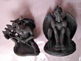2 Gargoyles: Medieval Battle Axe,  W Clutches A.  Dickinson Padded Figurines 3.  5 "