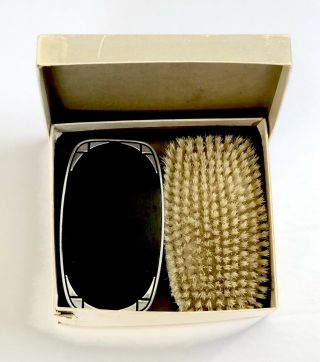 Vintage EMBOSSED Military Chrome Grooming BRUSH Set Pro - phy - lac - tic Sterile 2