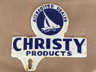 Vintage Christy Products Sailboat Advertising License Topper