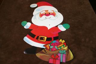 22 " Vtg Die Cut Cardboard Christmas Santa With Posable Head & Arms Wall Decor