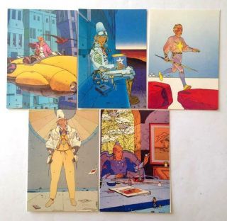 Moebius Vintage Greeting Cards Set Of 5 Different Starwatcher Graphics 1986 Nm