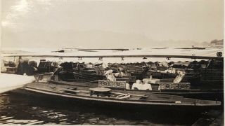 1934 Hangchow China West Lake Photo.  Junk Boats Serving Tea And Wafers