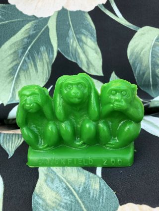 Green 3 Three Monkey Mold A Rama Figurine Brookfield Zoo