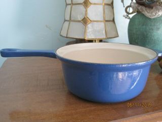 Vintage Le Creuset 18 Blue Cast Iron Sauce Pot Pan,  Enamel,  No Lid,  Gorgeous