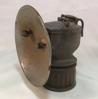 Antique Streamlined Justrite Miner’s Carbide Brass Lamp - Lantern - Light