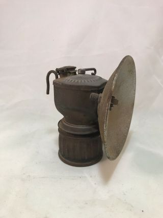 Antique Streamlined JUSTRITE Miner’s Carbide Brass Lamp - Lantern - Light 2